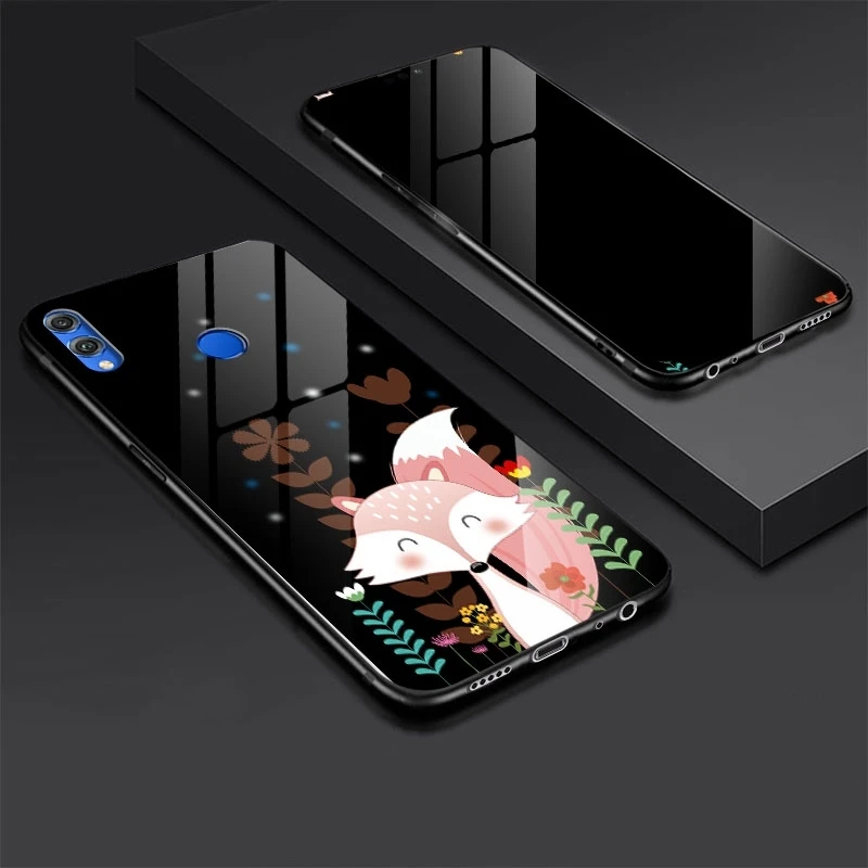 Tempered Glass Case For Huawei Honor 8X Cover Cartoon Shockproof  Glossy Cover for Huawei Honor 8X Tempered Glass Protector (9)