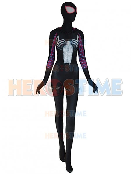 黒のグウェンステイシースパイダーマン衣装スパンデックスフルボディグウェンコスプレスパイダーマン衣装で帽子女性 女性スーパーヒーロー衣装 Spiderman Costume Spiderman Costume Spandexcosplay Spiderman Aliexpress