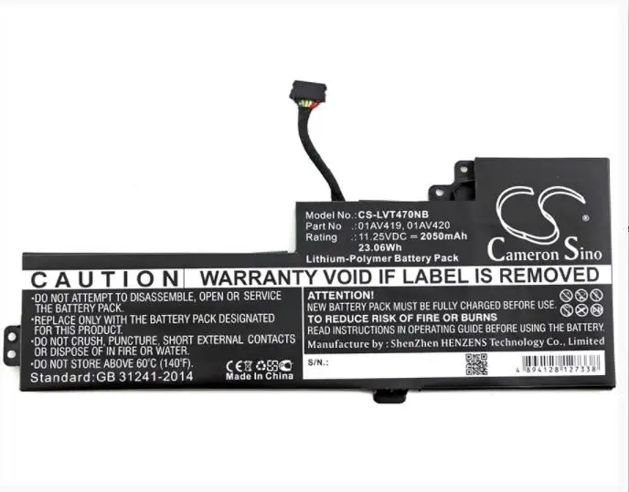 

Cameron Sino 2050mAh battery for LENOVO ThinkPad T470 20HD002TCD 20HDA003CD 20HDA004CD 20HDA01FCD 01AV489 SB10K97576