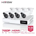 H.View 4CH CCTV System 720P HDMI AHD CCTV DVR 4PCS 1.0 MP IR Outdoor Security Camera 1200 TVL Camera Surveillance System
