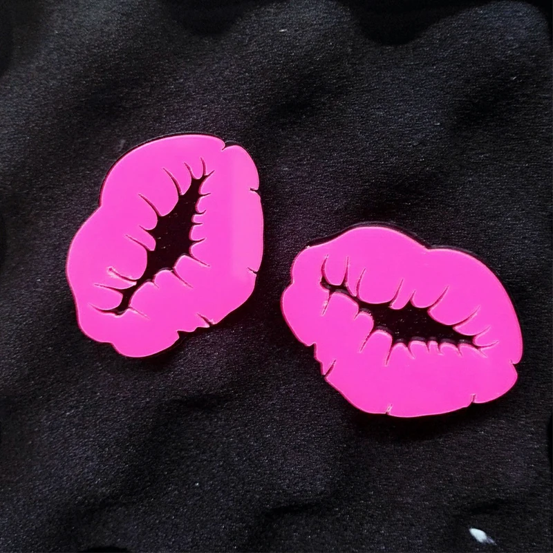 

Simple Cute Sexy Lips Neon Acrylic Stud Earrings