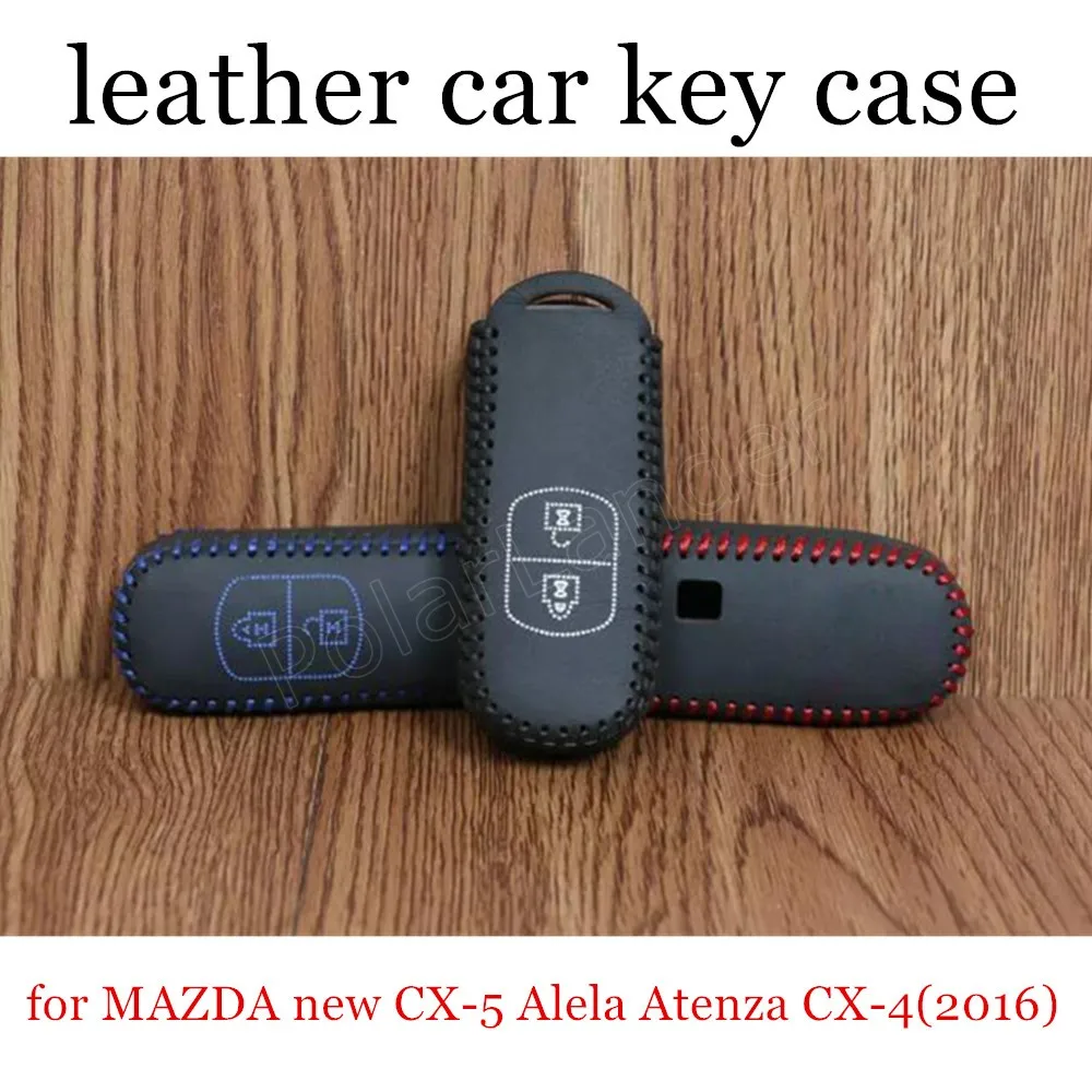 

Only Red great quality Genuine leather car key case cover Hand sewing DIY fit for MAZDA new CX5 Alela Atenza CX4(2016)
