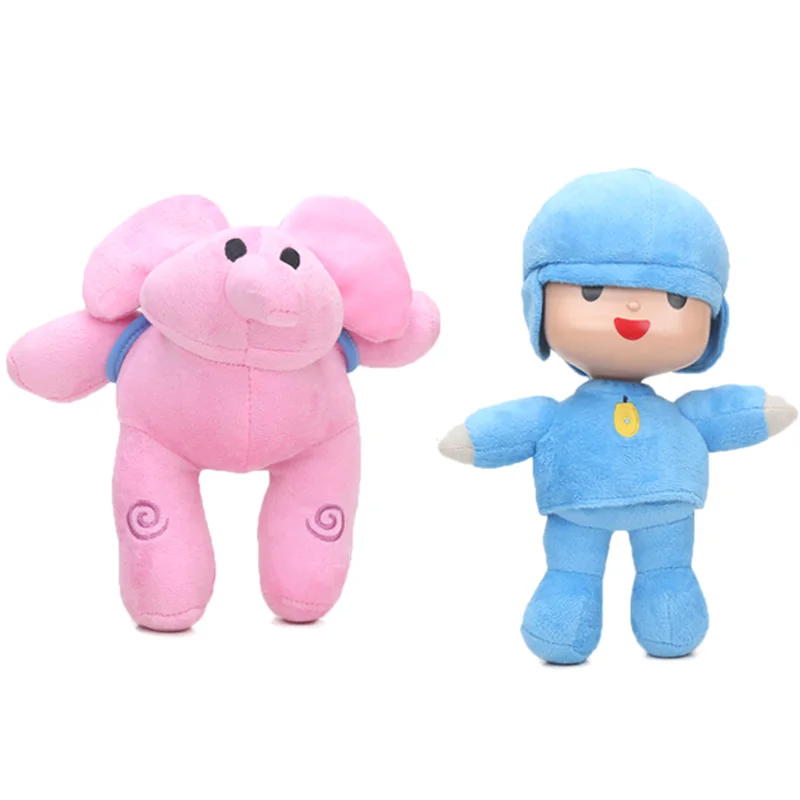 Набор из 2 12-26 см Pocoyo игрушки Elly Pato Loula плюшевая кукла Pocoyo собака утка слон мягкие Stufffed животные куклы товары для вечеринки, игрушки - Цвет: pink blue