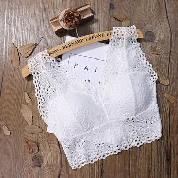 New Women Flower Embroidery Sexy Lace Tank Top Bra Floral Cami Bralette Crochet Vest Crop Top hook front crochet lace bralette