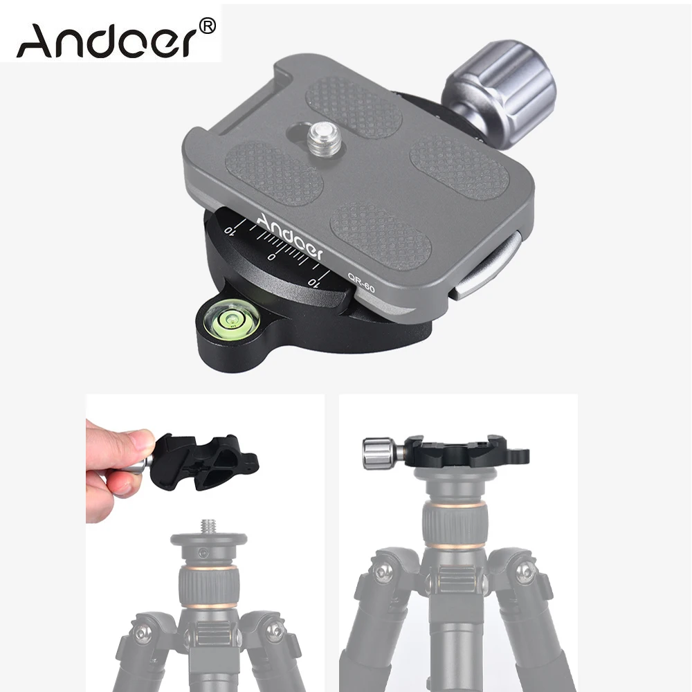 

Andoer DM-55N Professional Aluminum Alloy Tripod Quick Release Clamp Knob-Type 1/4" & 3/8" Screw Hole Compatible for Arca Swiss