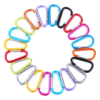 

20pcs D-ring Locking Carabiner Keychain Spring Clip Lock Carabiner Hook Outdoor Camping Equipmengt - Professional Outdoor Camp