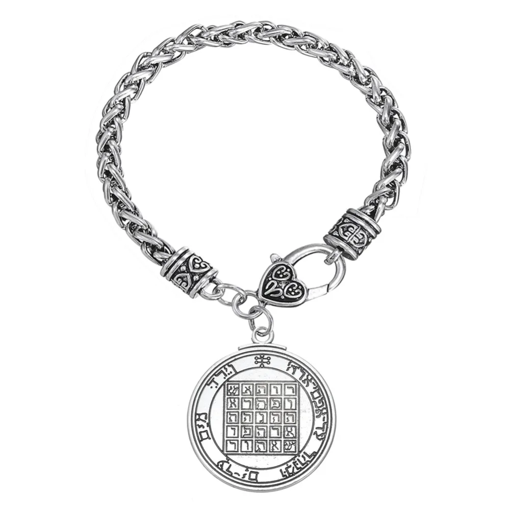

Dawapara Wholesale Mens Pentacle of Saturn Talisman Solomon Seal Pendant Kabbalah Wiccan Delicate Steam Punk Bracelet Chain