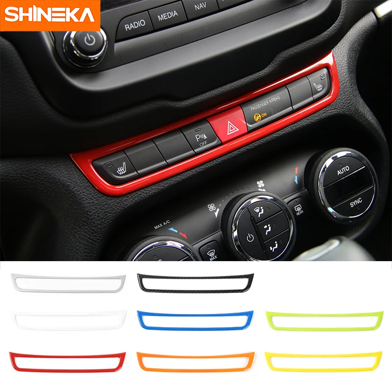 

SHINEKA Car Enmergency Light Lamp Swtich Button Decoration Cover Ring Frame for Jeep Renegade 2015+ Interior Accessories