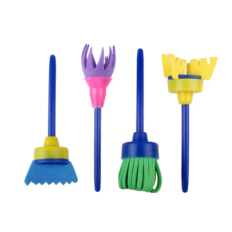 Goede 4 stks set Tekening Speelgoed Grappig Creatieve Speelgoed voor Kids DIY Bloem Graffiti Spons Art Levert Borstels Seal Schilderen Stempel Tool 2018