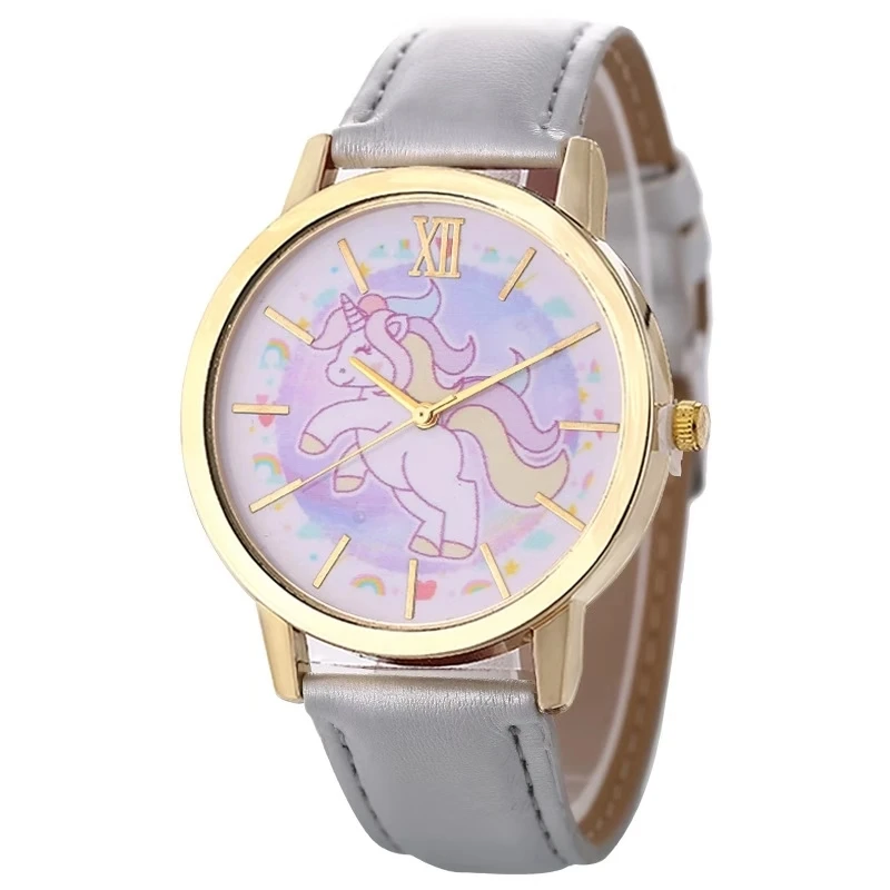 Новые детские часы с единорогом, милые модные кварцевые часы для девочек