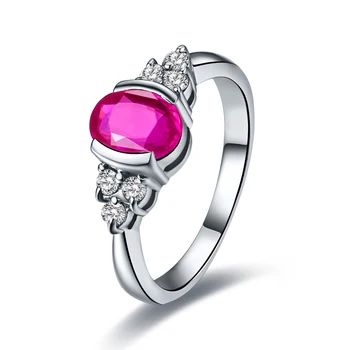 

1 Carats Ruby Diamond Wedding Ring For Women 18K White Gold Gemstone Ring Fine Jewelry Engagement/Party Women's Day Gift