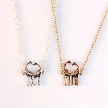 

12pcs/lot Love Giraffe Necklace in Gold or Silver Twin Giraffe Pendant Necklace Everyday Necklace Strand Necklace