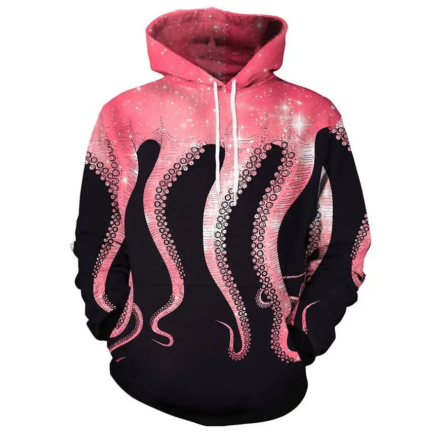 Women Hoodies Simulation Octopus Tentacle 3D Print Hoodies with Hat Women Hoodie Pullover Loose Hooded Sweatshirt Moletom