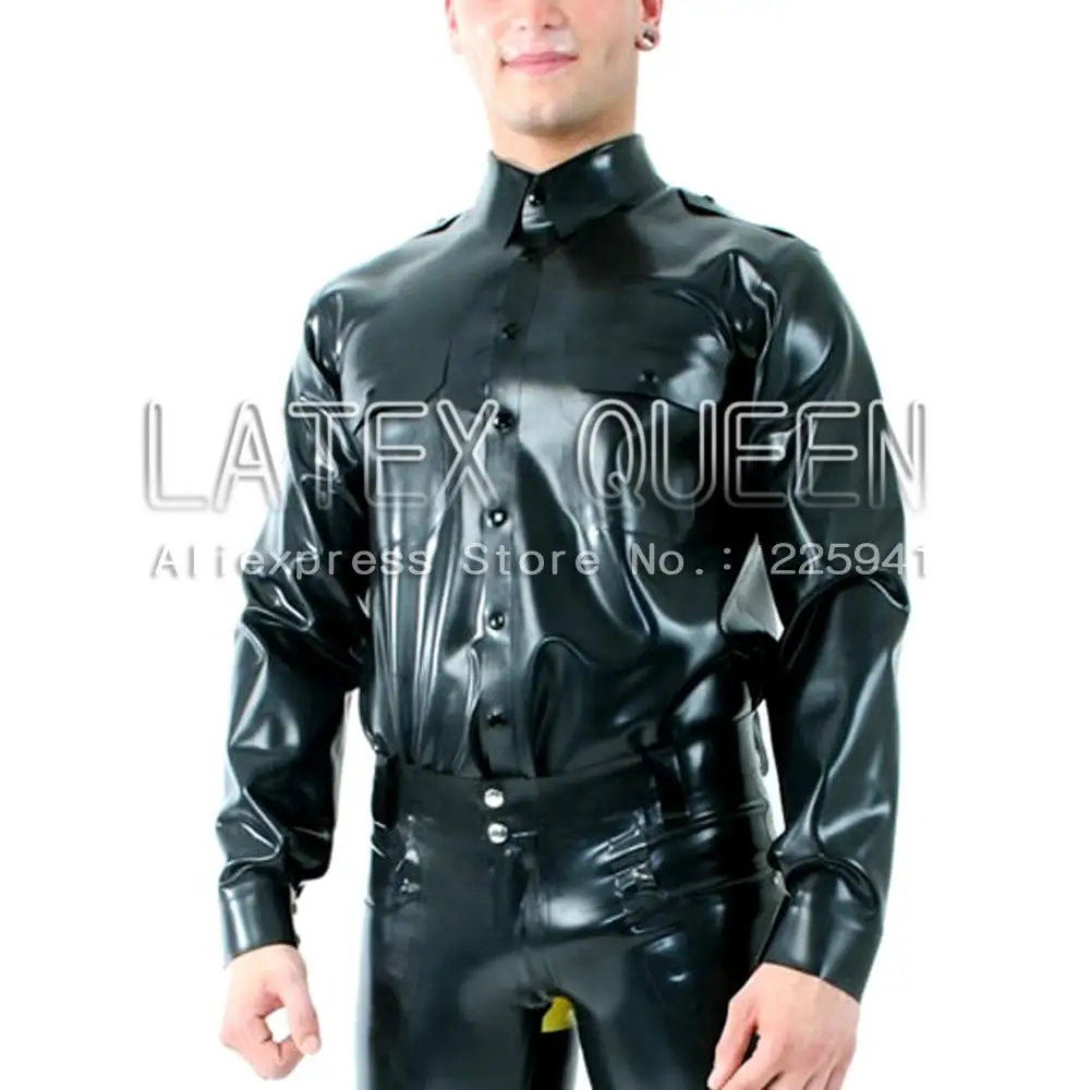 

Men's latex jacket shirt costume in heavy 0.6mm latex