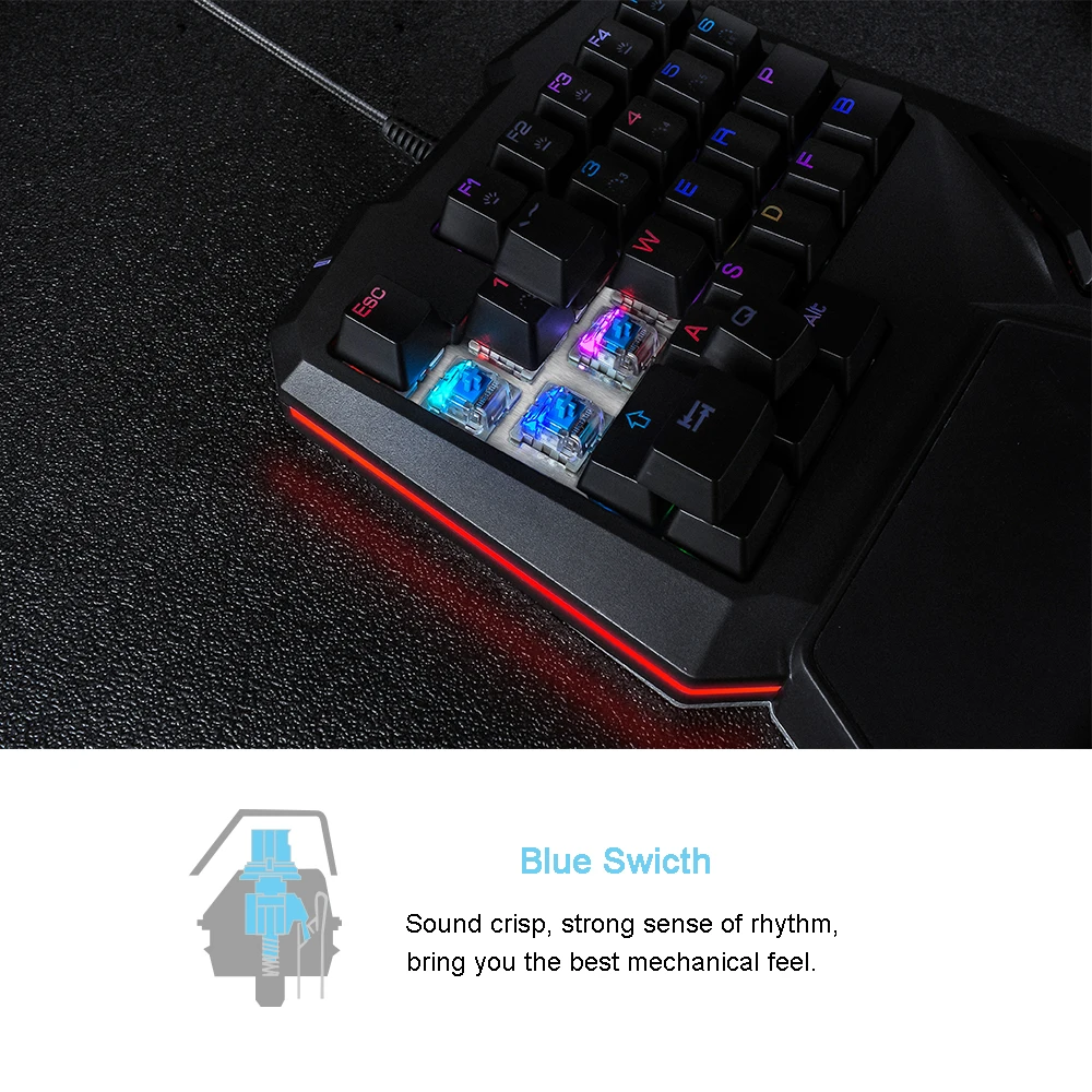 G10 одна ручная механическая клавиатура RGB с подсветкой Портативный мини игровая