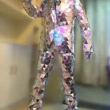 Супер преувеличенное шоу зеркала одежда для концерта певец блёстки куртка брюки бар ночной клуб одежда Вечерние Блестки костюм