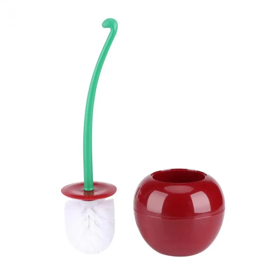 Cute Cherry Shaped Toilet Cleaning Brush Holder Standing Set Lavatory