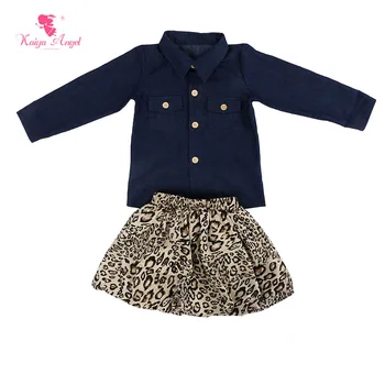 

Kaiya Angel 2017 Hot Denim Jacket And Leopard skirt Factory wholesale Baby Kids summer Fall suit Girl Wedding Birthday Dress