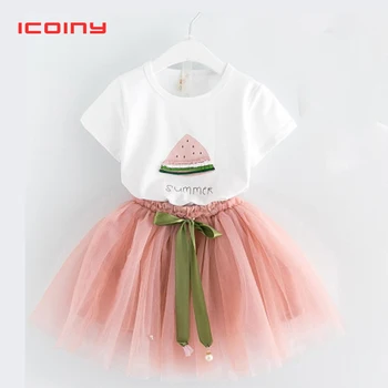 

Skirts Set Girl Summer Baby Girls Clothes Sets Toddle Bow T-shirt+Skirts 2Pcs for2 3 4 5 6 Years Child Girls Vestidos Outfits