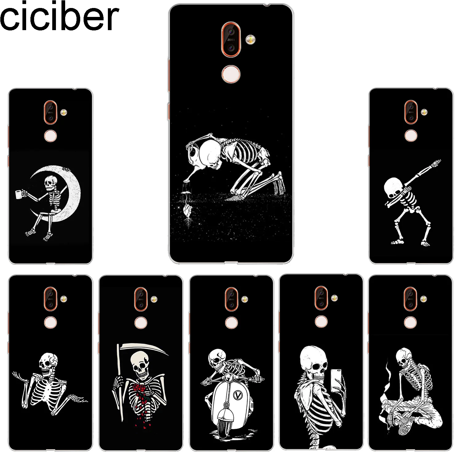 ciciber Phone Case for Nokia 9 PureView 1 2 3 5 6 7 8 Sirocco Back Cover 2.1 3.1 5.1 6.1 7.1 8.1 Plus Human Skeleton |