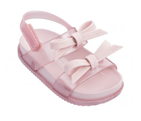 Mini Melissa/ г. Космические сандалии прозрачные сандалии для девочек босоножки для девочки принцессы с бантом детская пляжная обувь Нескользящая детская мини Melissa Baby - Цвет: pink