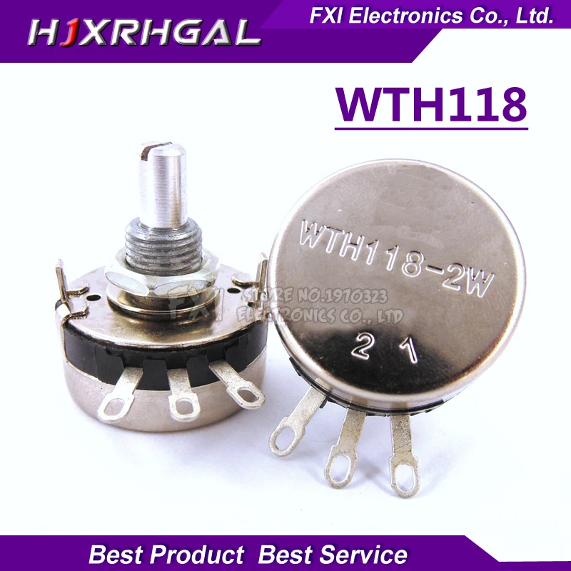 

2PCS WTH118 2W 1A Potentiometer 1K 2.2K 4.7K 10K 22K 47K 100K 470K 1M WTH118-2W Round Shaft Carbon Rotary Taper Potentiometer