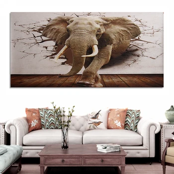 

3D DIY 140X75cm Huge Silk Elephant Wall Sticker Mural Roll Modern Wall Background Home Decor