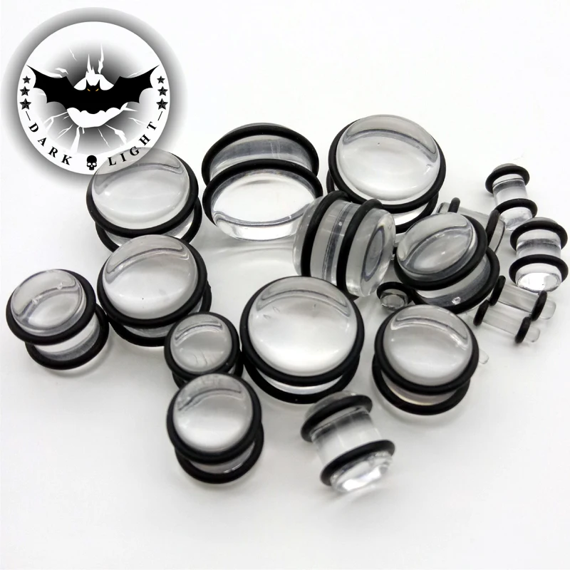 

1Pair UV Acrylic Ear Plugs and Tunnel Gauges Earring Piercing Ear Stretching Kits Ear Reamer Expander 2mm-20mm Clear Black