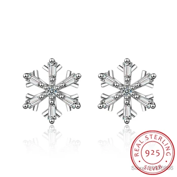 

2019 New Design Free Shipping Fashion 925 Sterling Silver Crystal Snowflake Stud Earrings Jewelry Pendientes Brincos