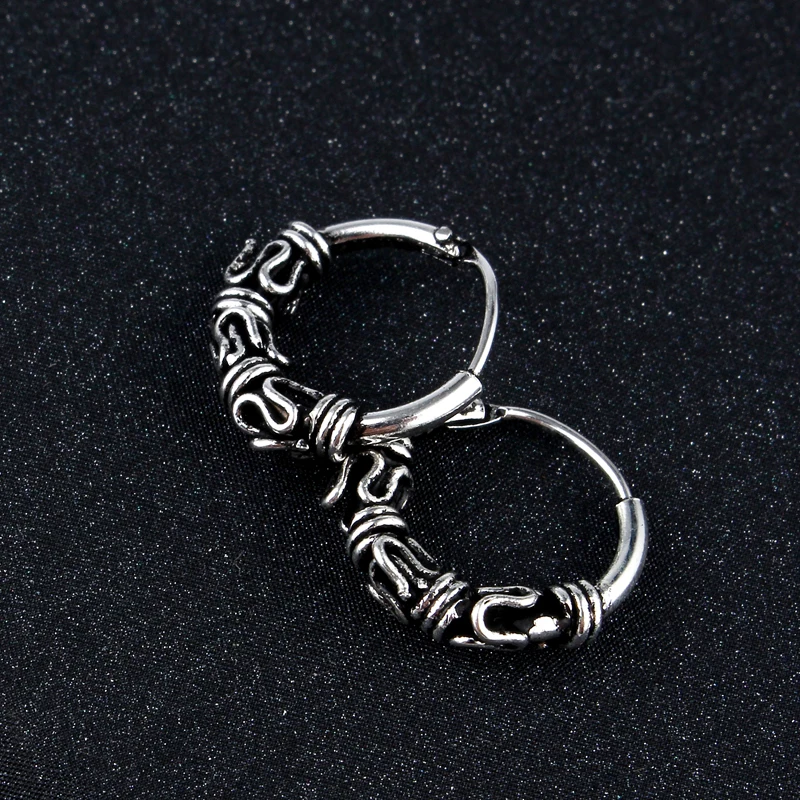 Европейский Племенной Винтажный серебряный цвет бесконечные круглые серьги Ручная работа маленькая серьга-кольцо Балийский обруч для женщин модное ювелирное изделие