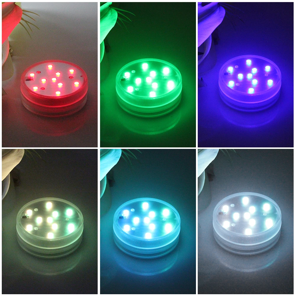 BORUiT 10 светодиодный погружной светильник IP68 водонепроницаемый RGB плавательный