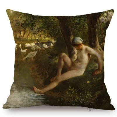 Jean Francois Millet Pastoral Realism Oil Painting The Gleaners Harvest Home Decoration Art Pillow case Linen Sofa Cushion Cover