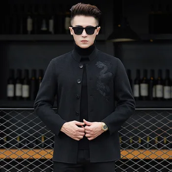 

A7 New Fashion Autumn & Winter Clothing wool coat Dad outfit men's middle-aged and elderly double-faced men's coat wool jacket