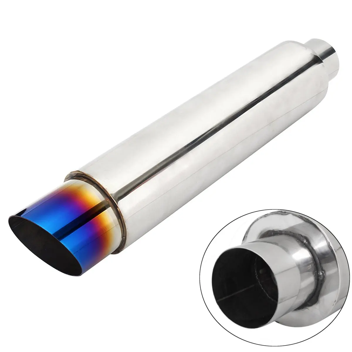 New Slant Inlet Burnt Tail Tip Stainless Steel Racing Exhaust Muffler Pipe Rear