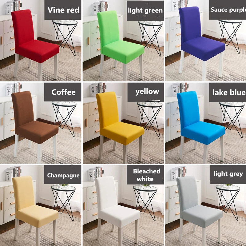 

Solid Polyester Spandex Chair Covers Elastic Dining Chair Cover Protective Cover For Restaurant Removable House De Chaise 1 unid