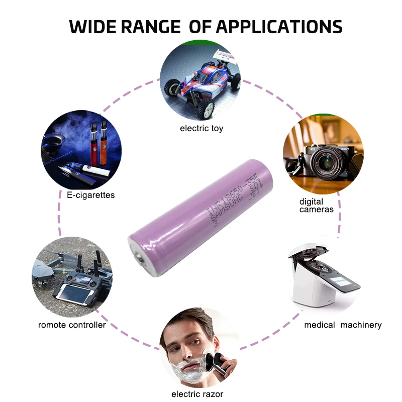 4 шт. 18650 35e для samsung 3500mAh 10A разрядная батарея li ion 3 7 v аккумуляторная с острым