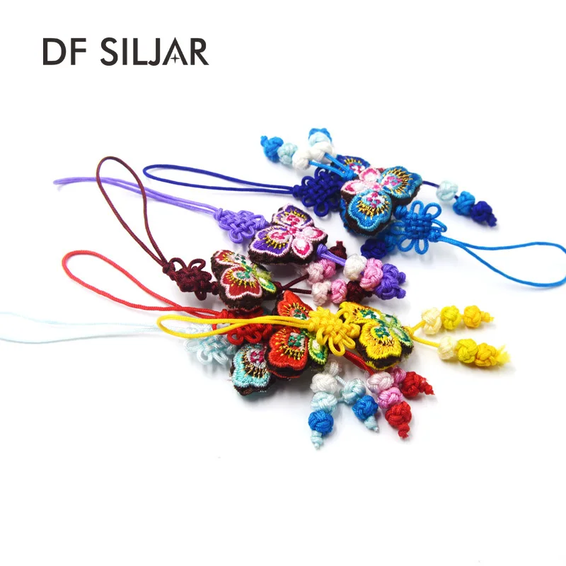 

5pcs/lot Chinese Knot Charms Pendants Cellphone Straps Jewelry Charms Lanyard For Phones keys Keychain Keyring DIY Finding Y1710