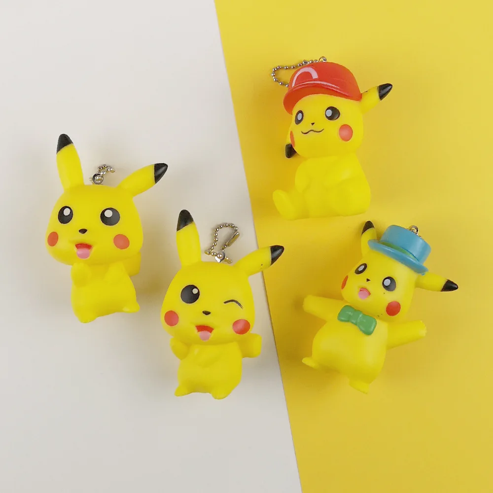 

2019 Anime Pikachu PVC 8cm Figure Kawaii Cute Q Statue Doll Model Toys Figurine Kid Gifts keychain Car bag pendant