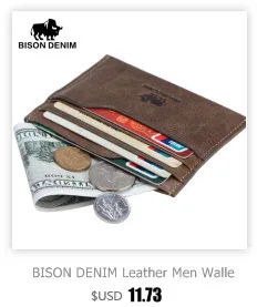 BISON DENIM Genuine Leather RFID wallet Men red brown vintage purse card holder Brand men wallets dollar price Male Purse 4361