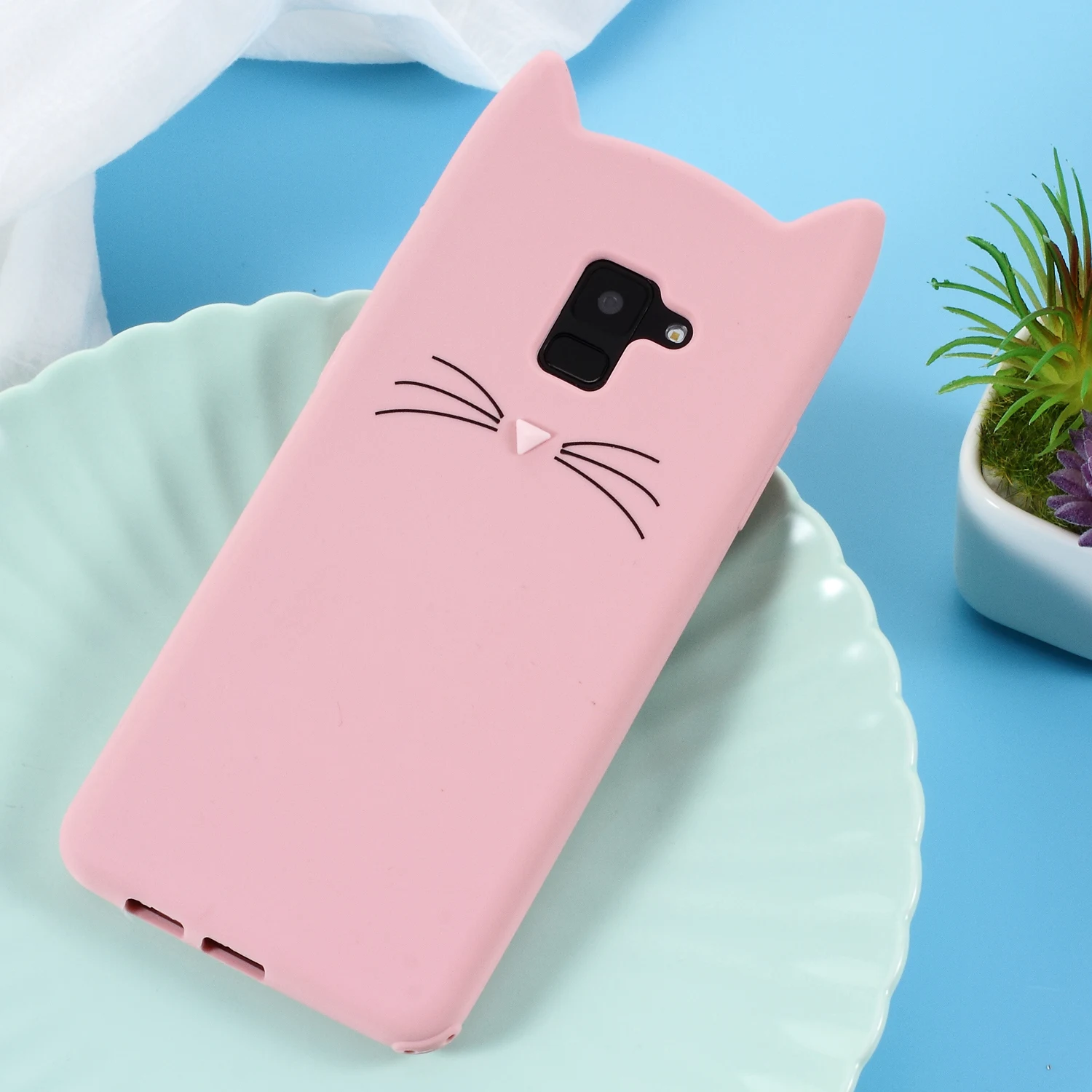 Dulcii милые 3D усы кошка силиконовый чехол для samsung Galaxy A8 + (2018) розовый 8 плюс 2018