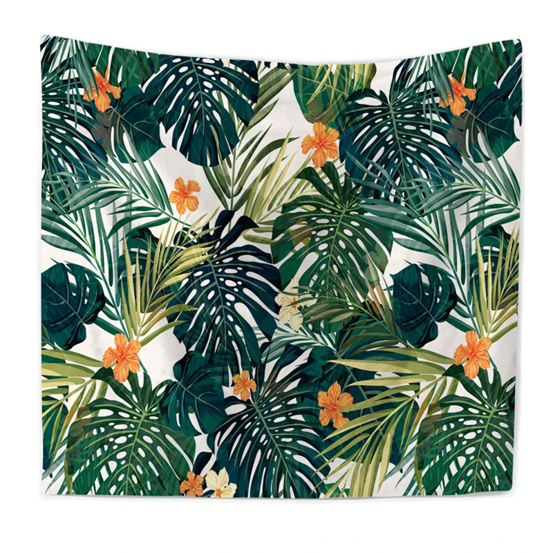 Big Flower Leaf Printed Polyester Wall Tapestry Beach Towel Livingroom Decor Hanging Topestry 1pcs Home Art Blanket Soft Carpet