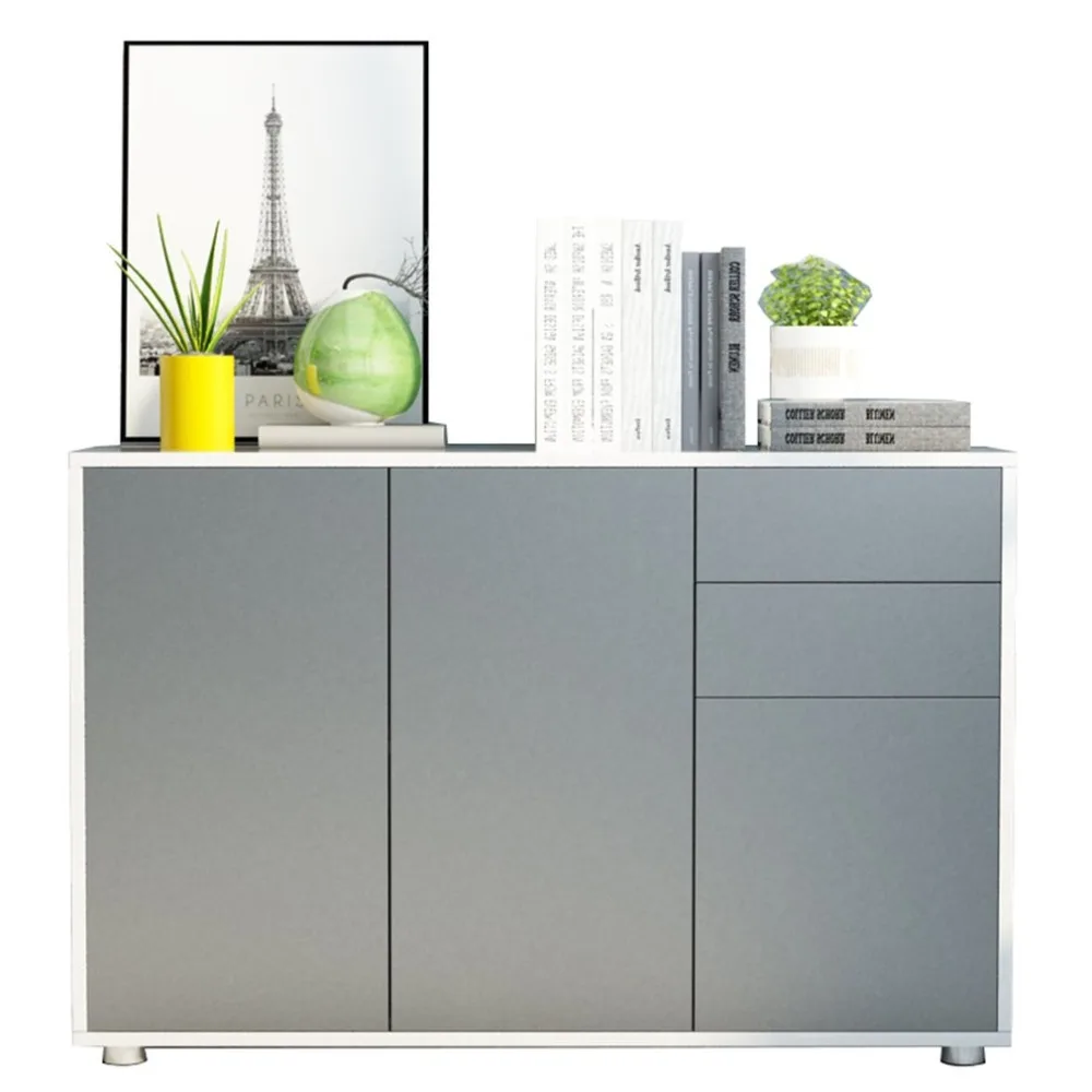 

117CM Wooden Cabinet Fashion Dresser Cabinet Kitchen Sideboard Modern Storage Cabinet Bedroom Clothes Cupboard