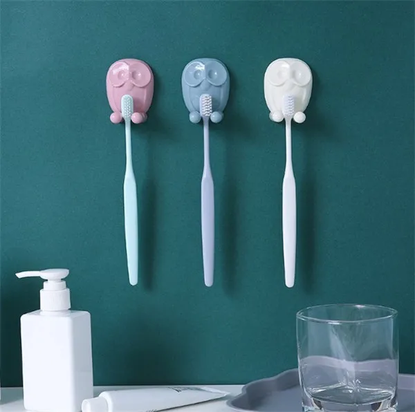 

owl Wall Hooks Strong Transparent Suction Cup Sucker Hanger For Kitchen Bathroom key holder wall hook Toothbrush holder power co