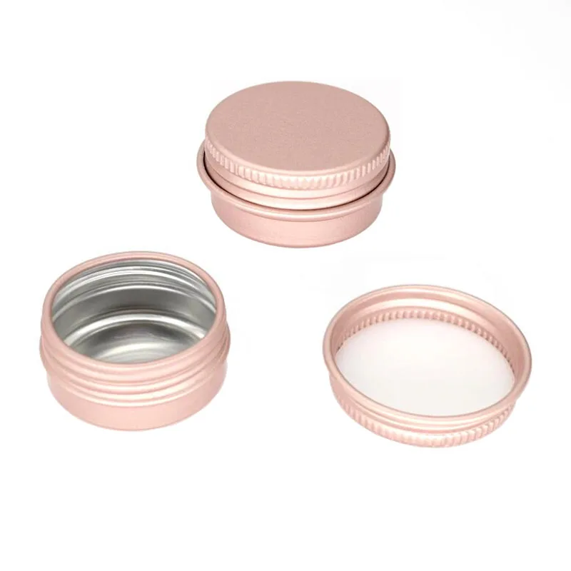 100x15g 10g 30g فارغة البسيطة روز الذهب عبوة كريم ألومنيوم وعاء مسمار الفن ماكياج الشفاه لمعان فارغة التجميل علب معدنية حاويات