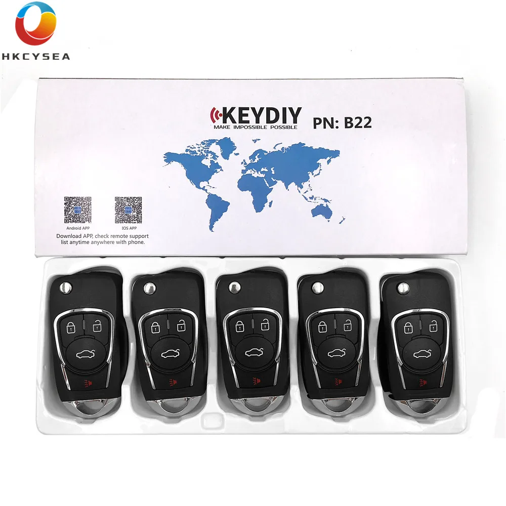 

HKCYSEA 5PCS/LOT KEYDIY Remote B Series B22-3 B22-4 3 3+1 Button Remote for KD900 KD900+ URG200 KD-X2 Key Programmer