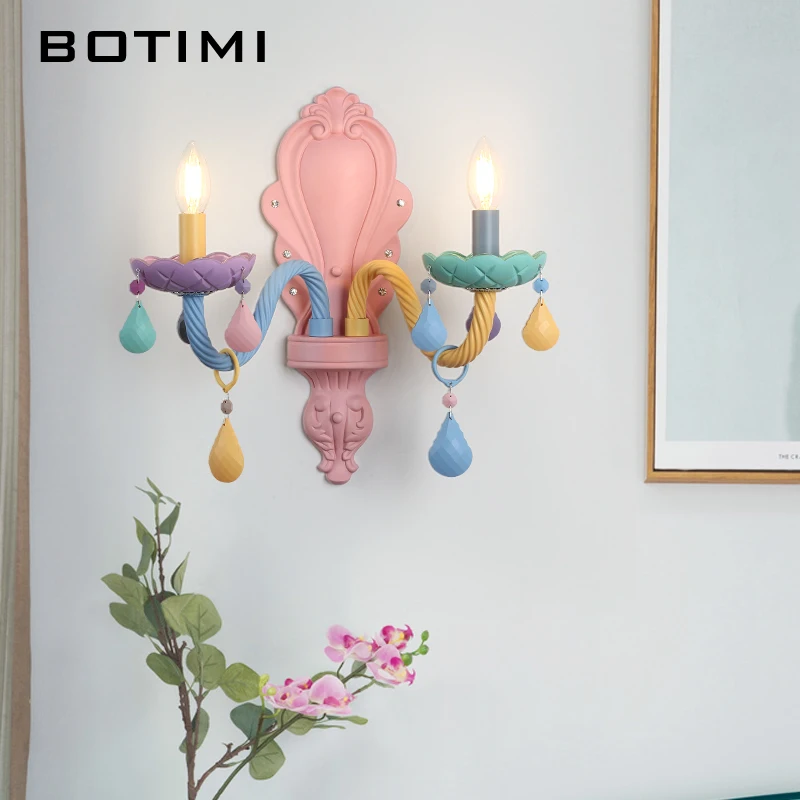 BOTIMI Crystal Wall Lamp For Bedroom Glass Wall light Bedside Lamp Colorful Wall Sconce Indoor Luminaire Bedroom Lighting