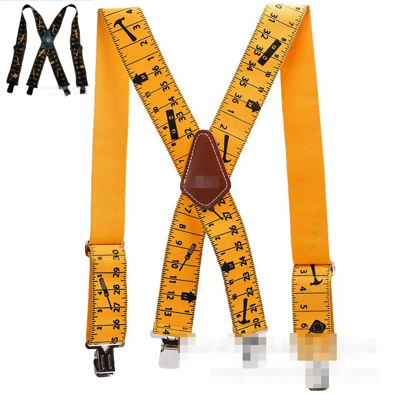 

2019 Ruler Design Men Suspenders Classic X Shaped 4 Clips Tool Belt Suspenders Men Trousers 2019 New Men's Suspenders Adjustable