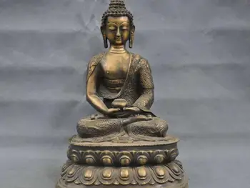 

14'' China Tibetan Bronze Amitabha Buddha Shakyamuni Carve Dragon Statue