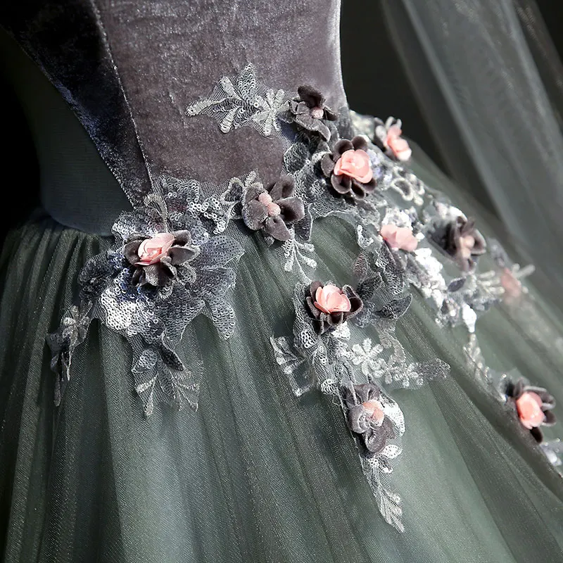 Dark Grey 18th Century Coronation Cosplay Ball Gown Medieval Dress Renaissance Queen Victorian Belle image 4