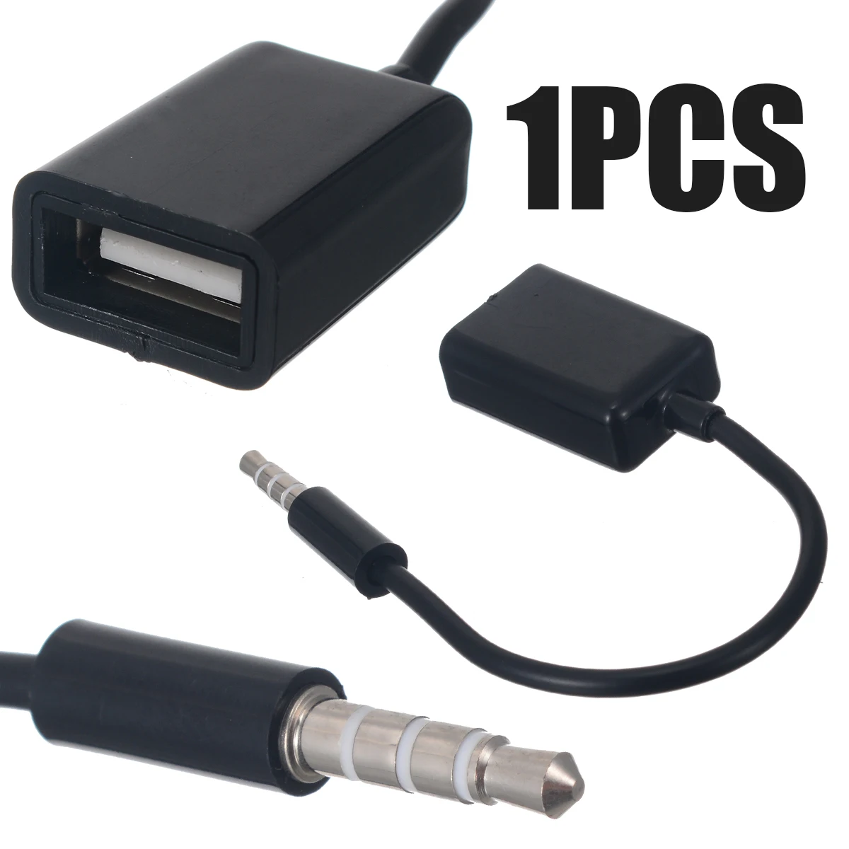 1pc 3.5mm Jack To USB 2.0 Female Converter Cable Cord MP3 Male AUX Audio Plug For All Car Auto